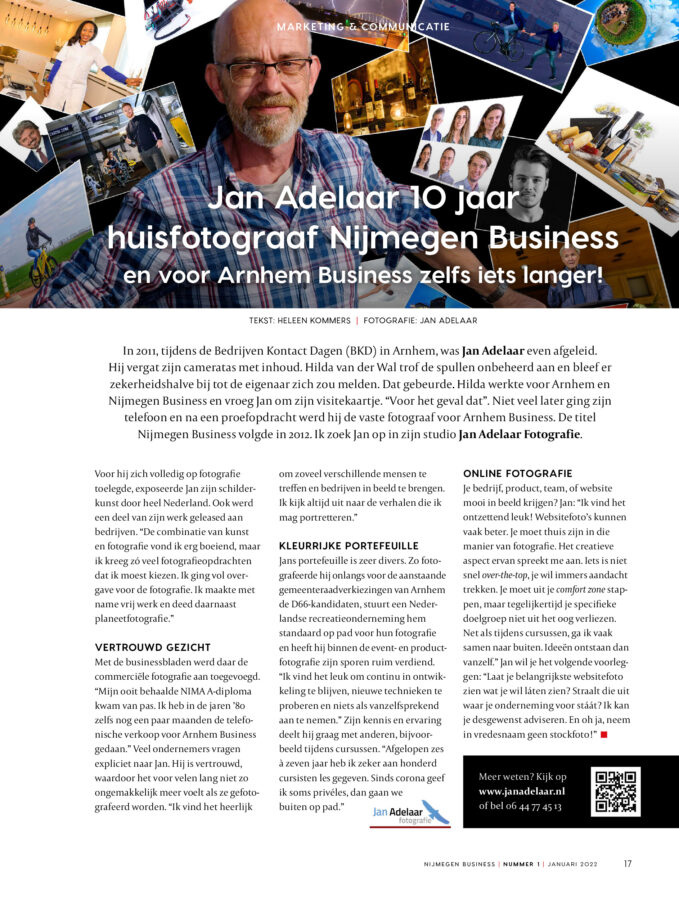 bedrijfsfotografie Jan Adelaar in Nijmegen en Arnhem Business